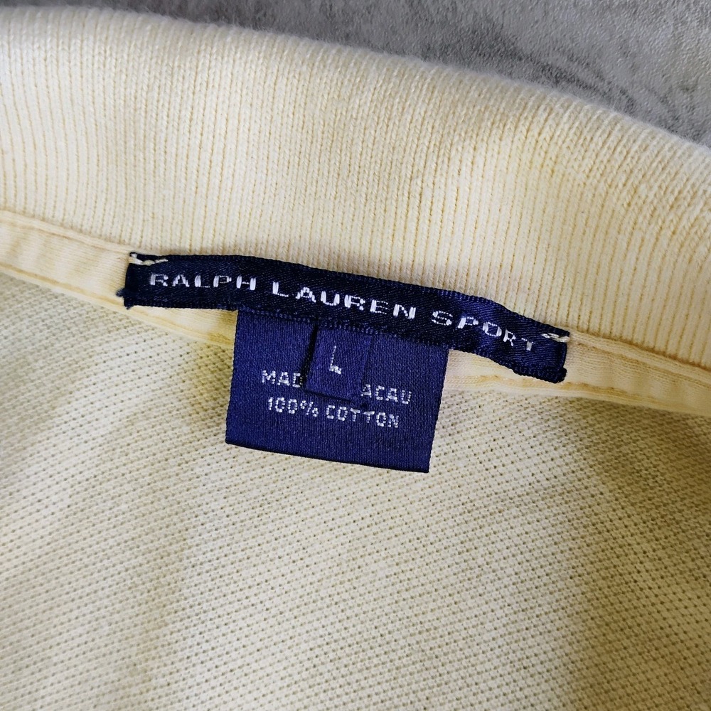 Vintage Ralph Lauren Sport Polo Shirt Women Large Butter Yellow Pony Logo Preppy - Picture 7 of 12
